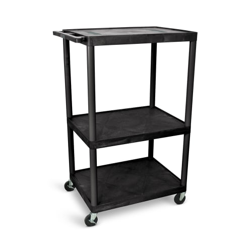 Luxor® Audio Visual Cart, Open Shelf, 32"W x 24"D x 54.25"H, Black